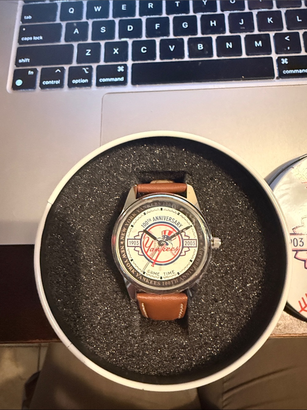 Game time Brown Leather Strap Yankees 100th Anniversary Watch